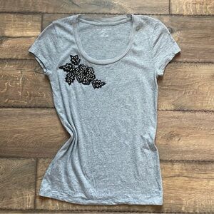 AT•Gray Fitted Embellished T-Shirt